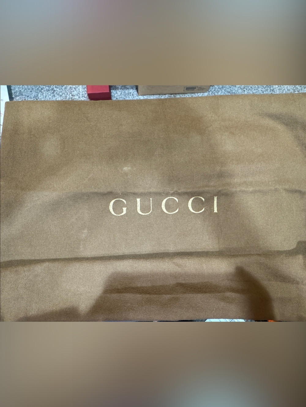 Gucci Brown Drawstring Dust Bag with Gold Logo